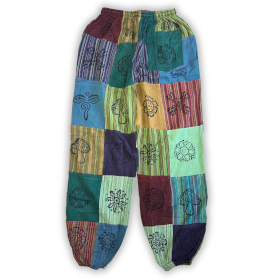 Hlače s Uzorkom Gljive - Nomad Sari Blok Print - Zeleni Tonovi - S/M