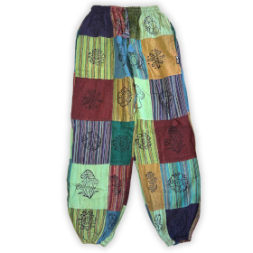 Hlače s Uzorkom Gljive - Nomad Sari Blok Print - Zeleni Tonovi - L/XL