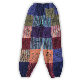 Hlače s Uzorkom Gljive - Nomad Sari Blok Print - Ljubičasti Tonovi S/M