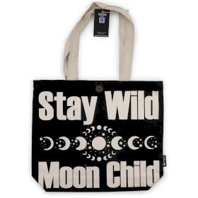 Ikonična Basic Platnena Vrećica - Stay Wild, Mood Child - Crna Prirodna 10oz