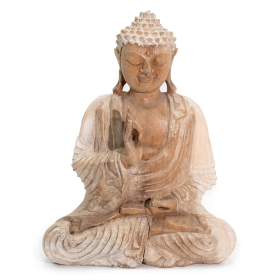Ručno Izrezbarena Buddha Statua - Učenje Transmisije 30cm - Isprano Bijela