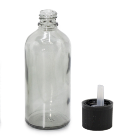 168x Staklena Bočica s Kapaljkom u Dimnoj Sivoj Boji, 100ml, sa sigurnosnim čepom