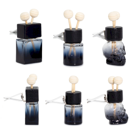 12x Crna Bočica za Difuzor Automobila s Pričvršćivanjem na Ventilaciju – 8 ml – 3 dizajna x 4