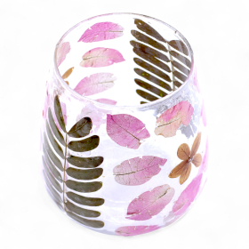 4x Stakleni Držač za Svijeću s Prirodnim Cvijećem – Vaza – Primavera (12x11cm)