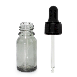 160x Staklena Bočica u Dimnoj Sivoj Boji, 10ml, s crnom pipetom