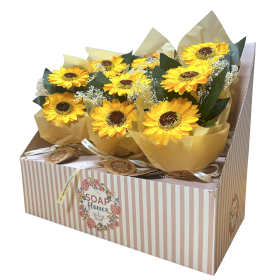 6x Cvjetovi Sapuna Spremni za Maloprodaju – Buket Dva Suncokreta