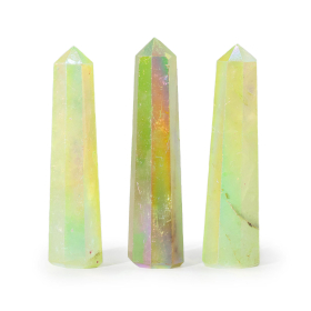 3x Kristalni Obelisk od Dragog Kamenja, cca 9 cm – Aurora Kvarc – Svijetlozelena