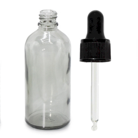 168x Staklena Bočica u Dimnoj Sivoj Boji, 100ml, s crnom pipetom