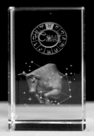 Kristalna Kocka sa Znakom Zodijaka  - Bik